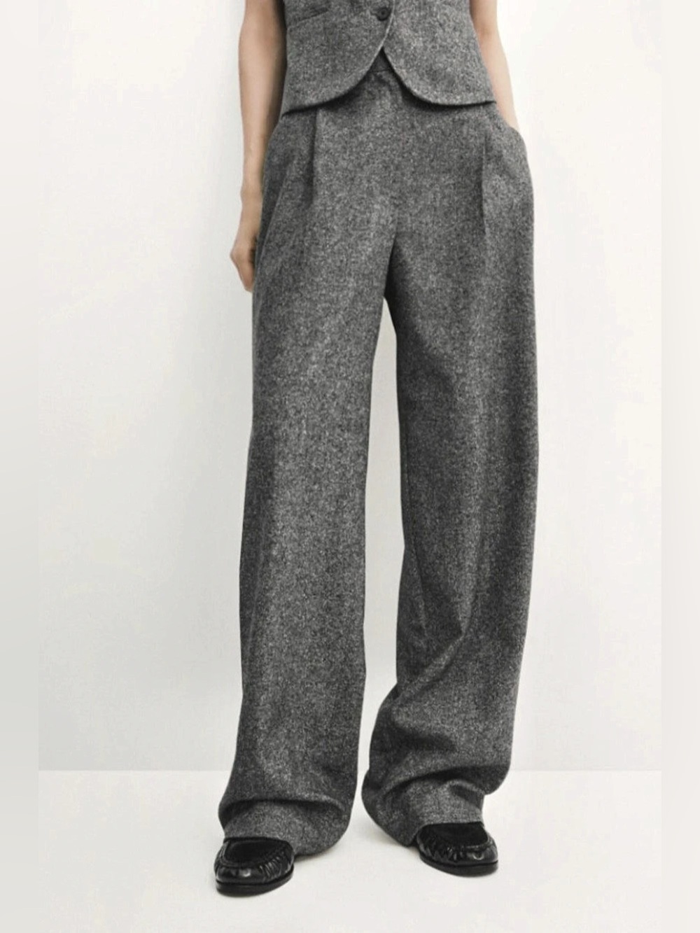 NWT Massimo Dutti Wool blend Wide Leg Gray Pants